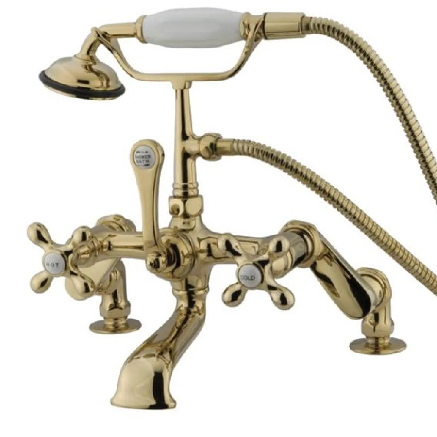 Kingston Brass Vintage 3" to 12" Spread Deck Mount Clawfoot Tub Filler with Hand Shower
