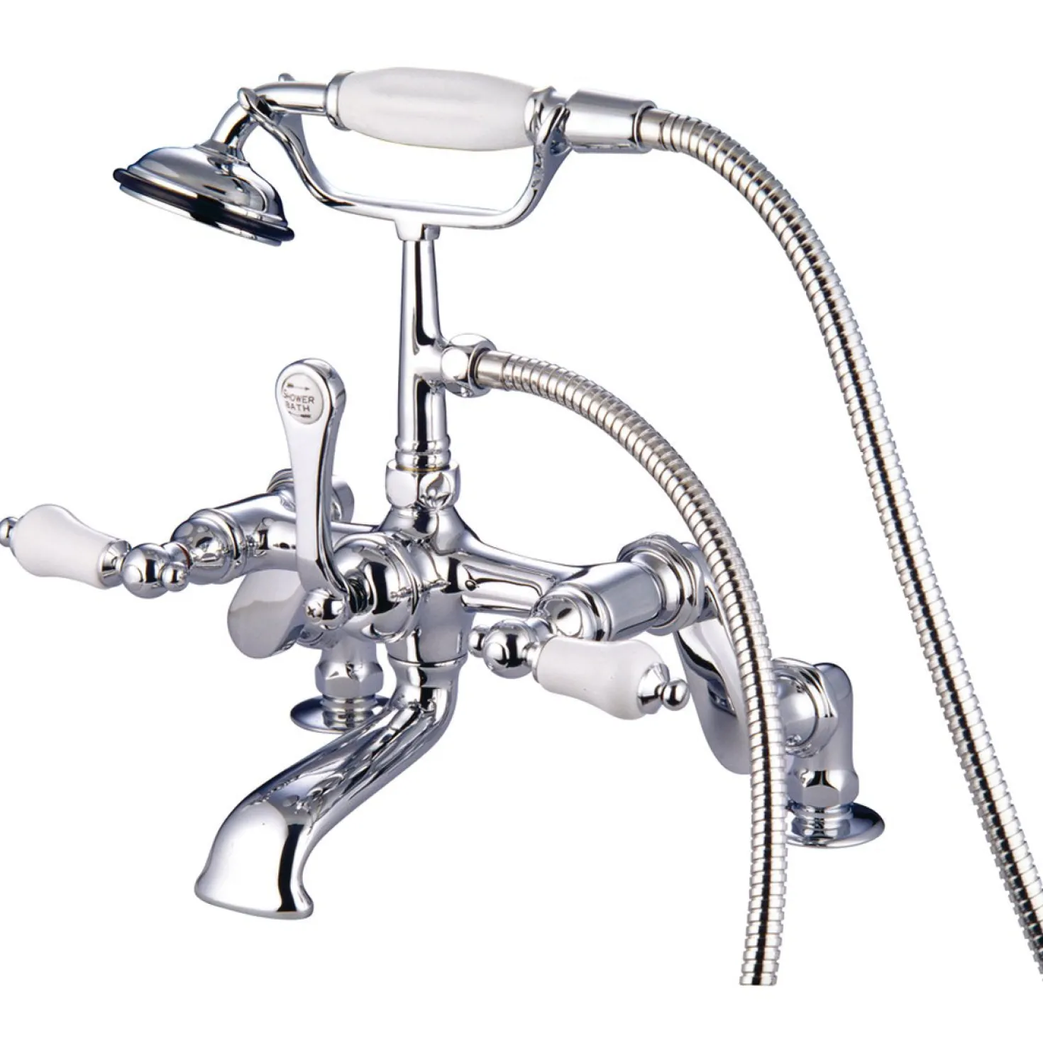 Kingston Brass Vintage 3" to 12" Spread Deck Mount Clawfoot Tub Filler Faucet with Hand Shower