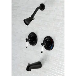 Kingston Brass Vintage Tub and Shower Faucet in Matte Black