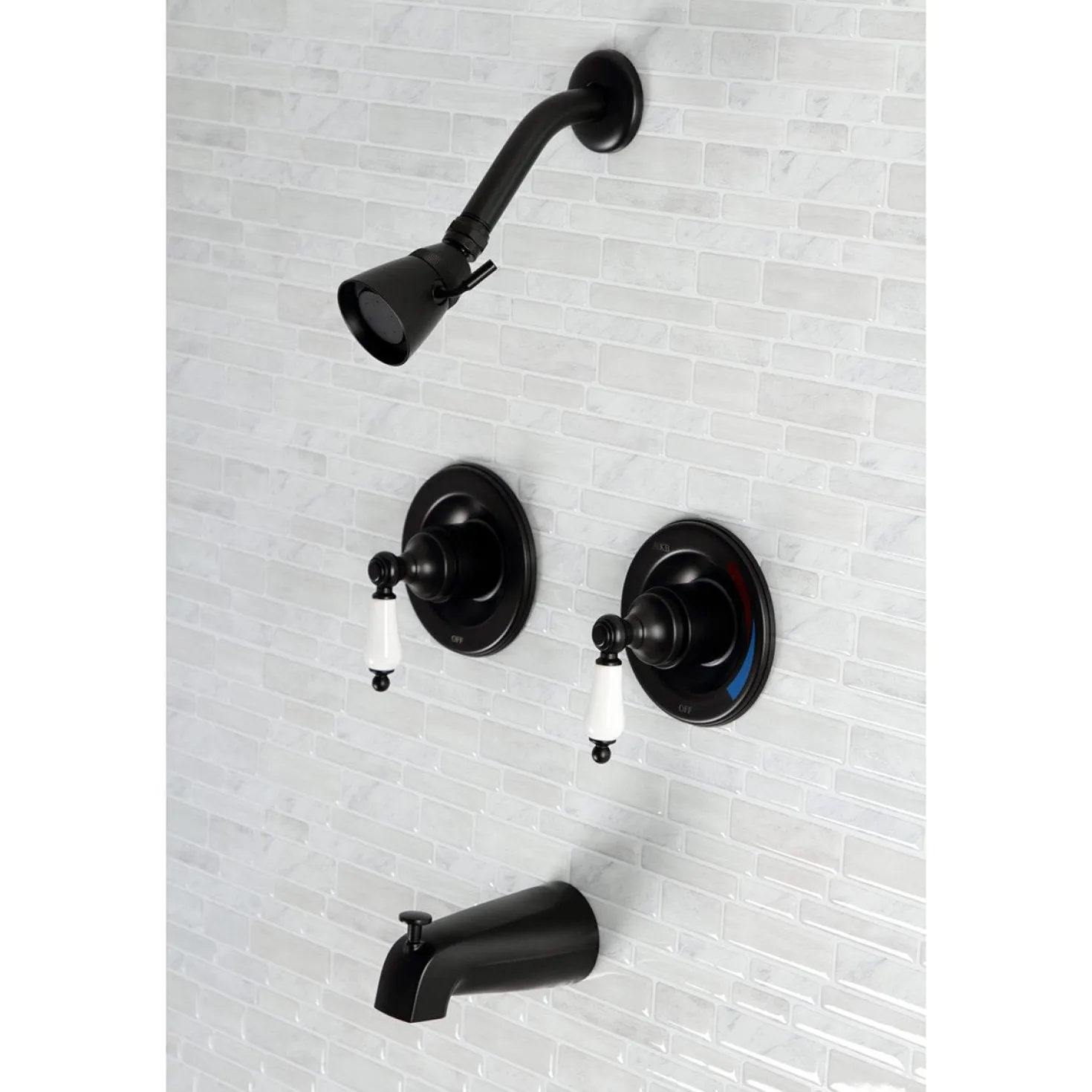 Kingston Brass Vintage Tub and Shower Faucet in Matte Black