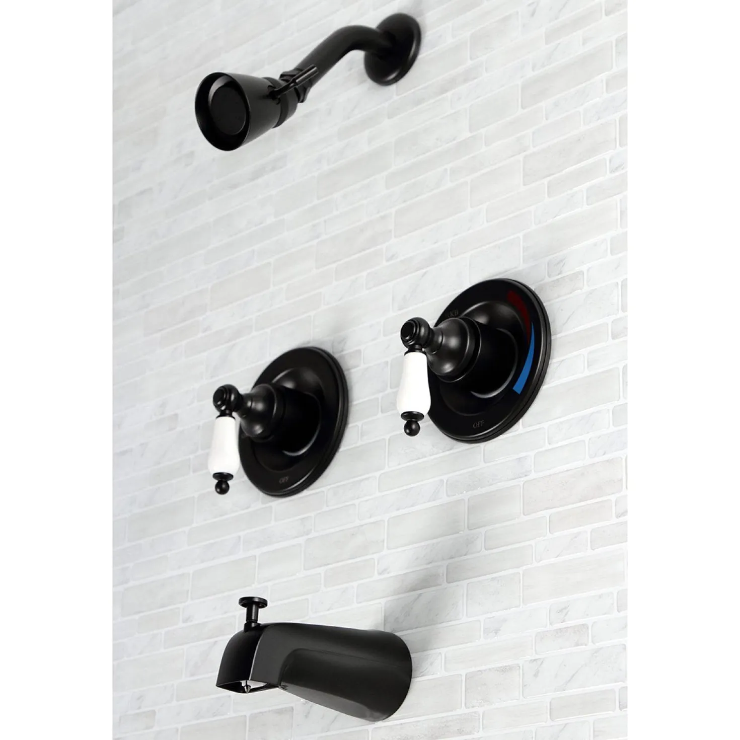 Kingston Brass Vintage Tub and Shower Faucet in Matte Black