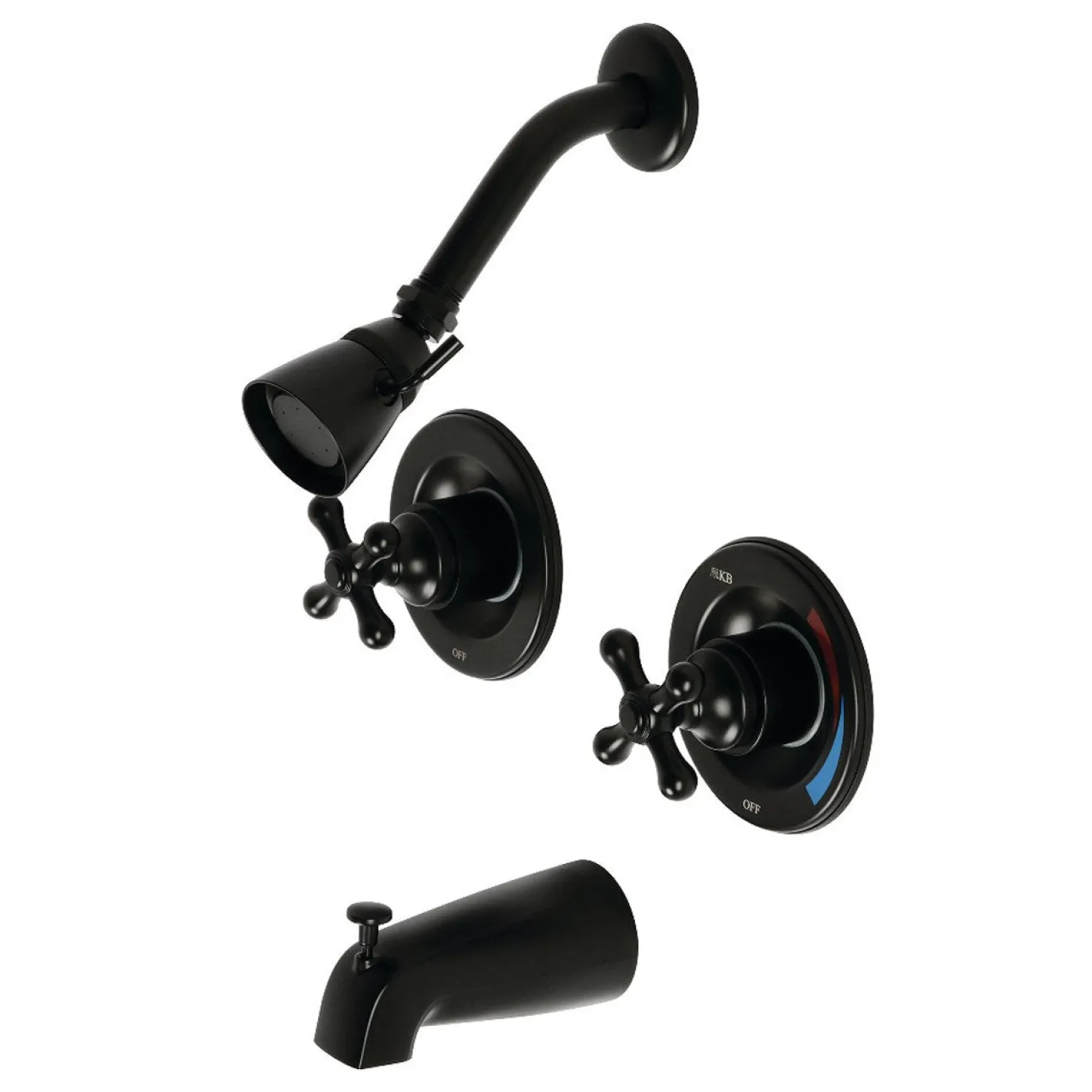 Kingston Brass Vintage Twin Handles Tub Shower Faucet in Matte Black