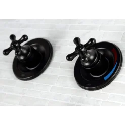 Kingston Brass Vintage Twin Handles Tub Shower Faucet in Matte Black