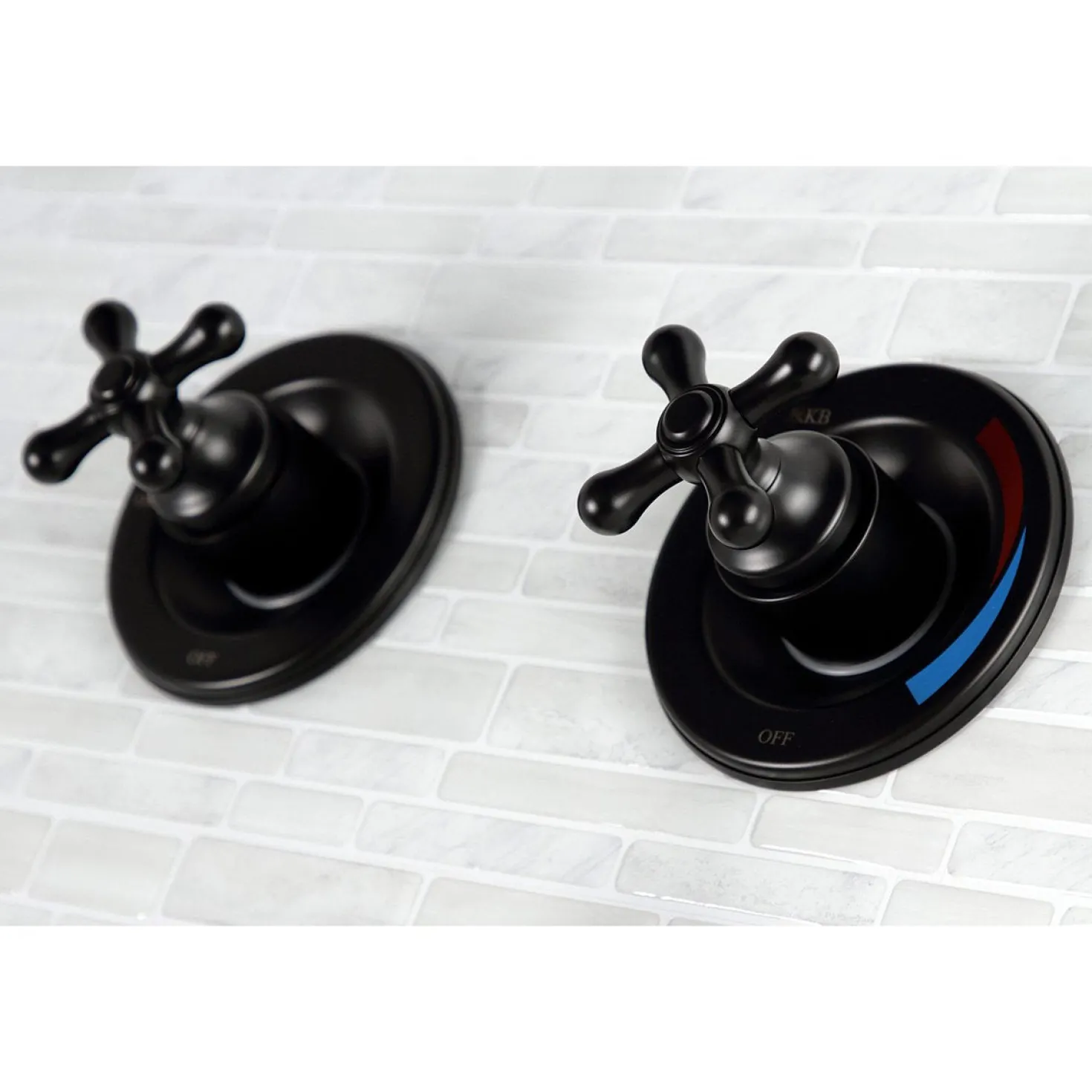 Kingston Brass Vintage Twin Handles Tub Shower Faucet in Matte Black
