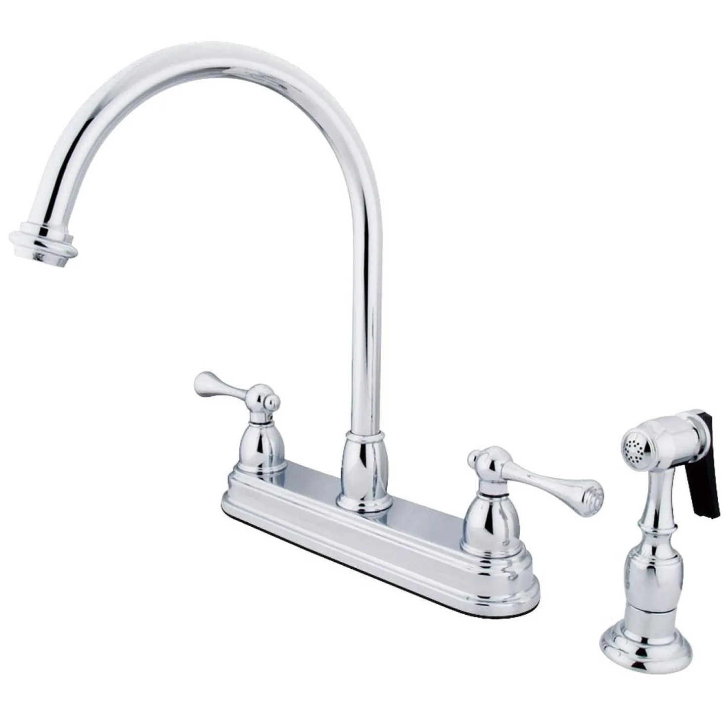 Kingston Brass Vintage Two Handle 8" Kitchen Faucet with Brass Sprayer