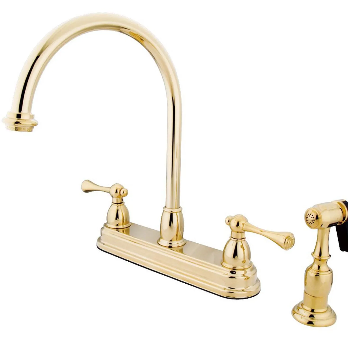Kingston Brass Vintage Two Handle 8" Kitchen Faucet with Brass Sprayer