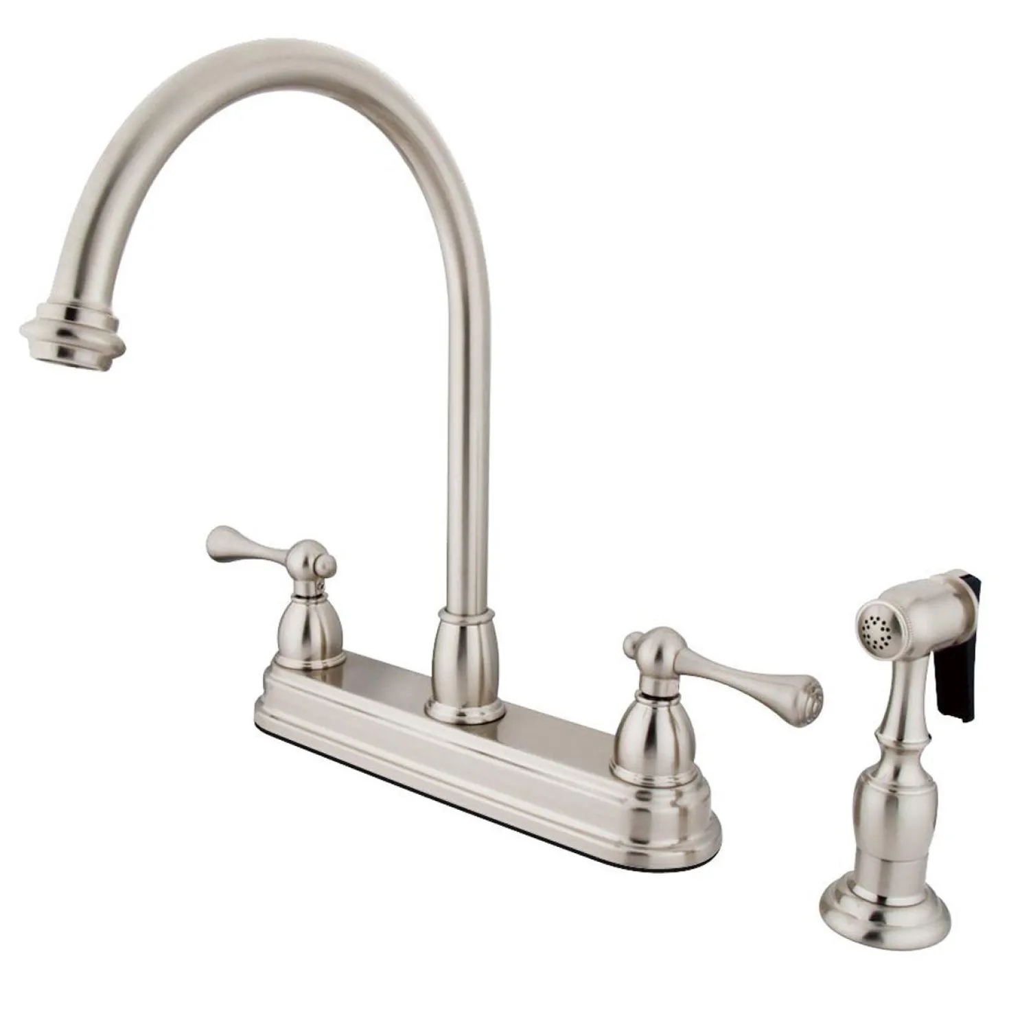 Kingston Brass Vintage Two Handle 8" Kitchen Faucet with Brass Sprayer