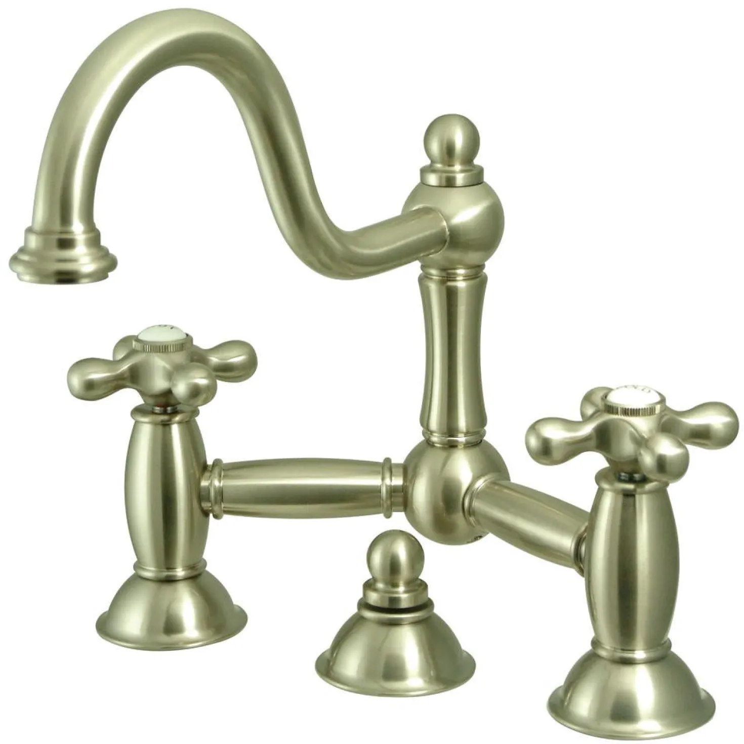 Kingston Brass Vintage Two-Handle Lavatory Bridge Faucet in Satin Nickel