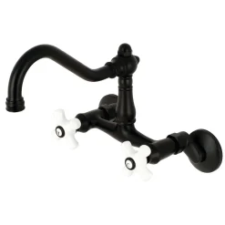 Kingston Brass Vintage Wall Mount 6-Inch Adjustable Center Kitchen Faucet
