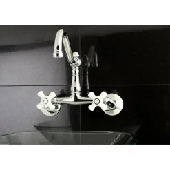 Kingston Brass Vintage Wall Mount 6-Inch Adjustable Center Kitchen Faucet