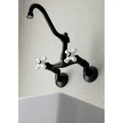 Kingston Brass Vintage Wall Mount 6-Inch Adjustable Center Kitchen Faucet