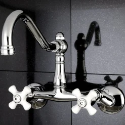 Kingston Brass Vintage Wall Mount 6-Inch Adjustable Center Kitchen Faucet