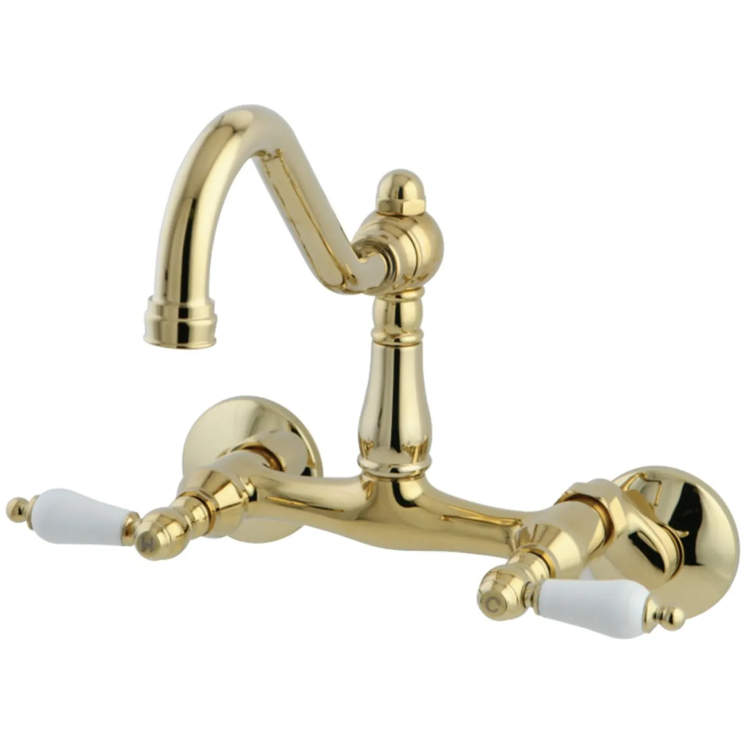 Kingston Brass Vintage Wall Mount 6" Adjustable Center Kitchen Faucet