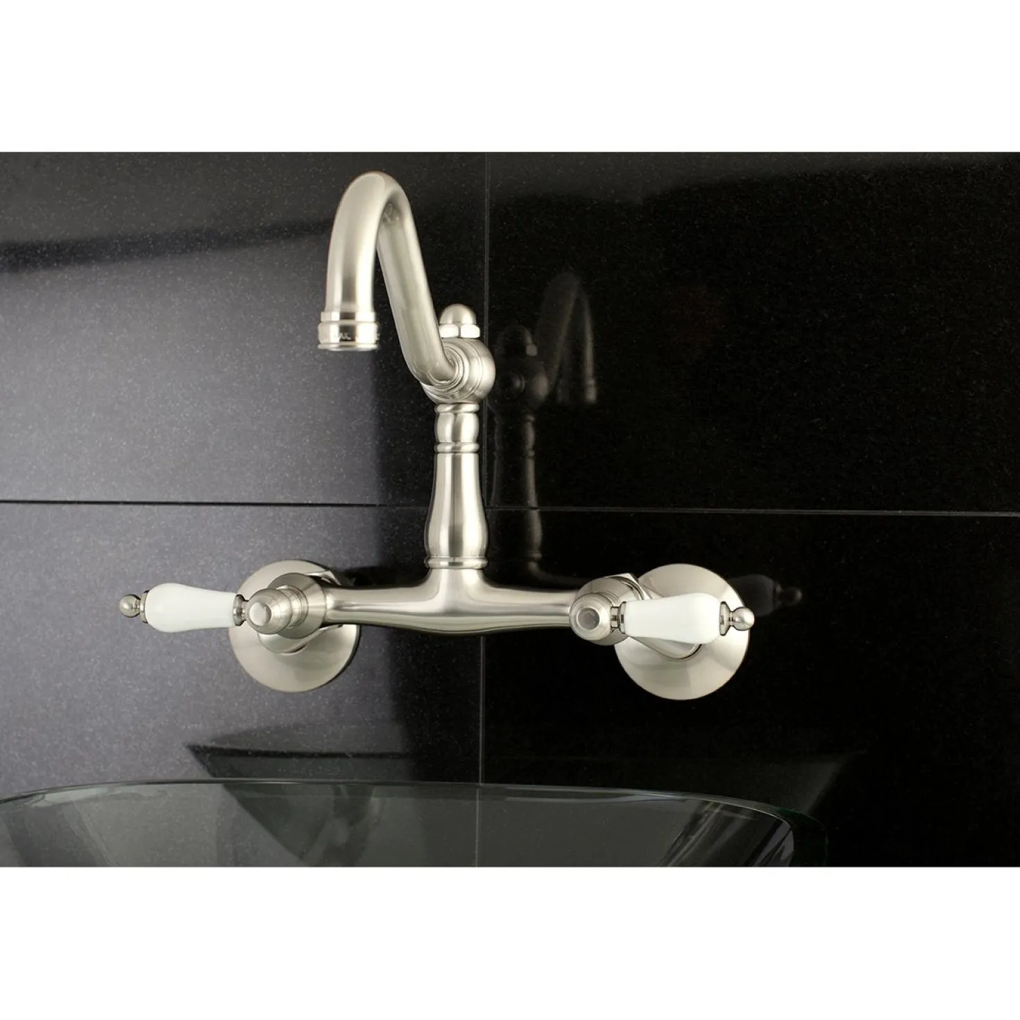 Kingston Brass Vintage Wall Mount 6" Adjustable Center Kitchen Faucet