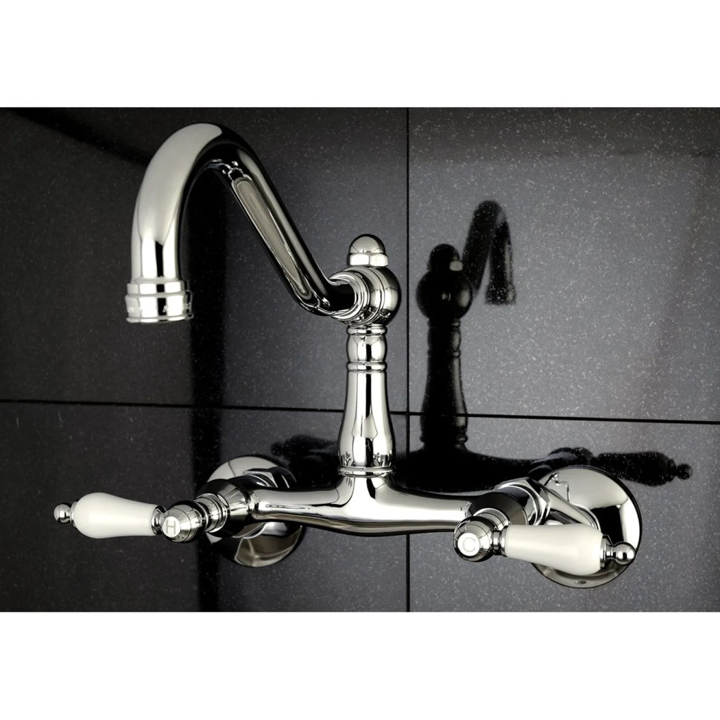 Kingston Brass Vintage Wall Mount 6" Adjustable Center Kitchen Faucet