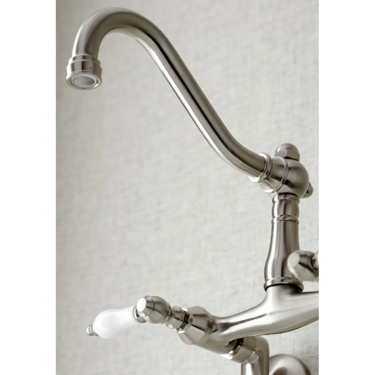Kingston Brass Vintage Wall Mount 6" Adjustable Center Kitchen Faucet