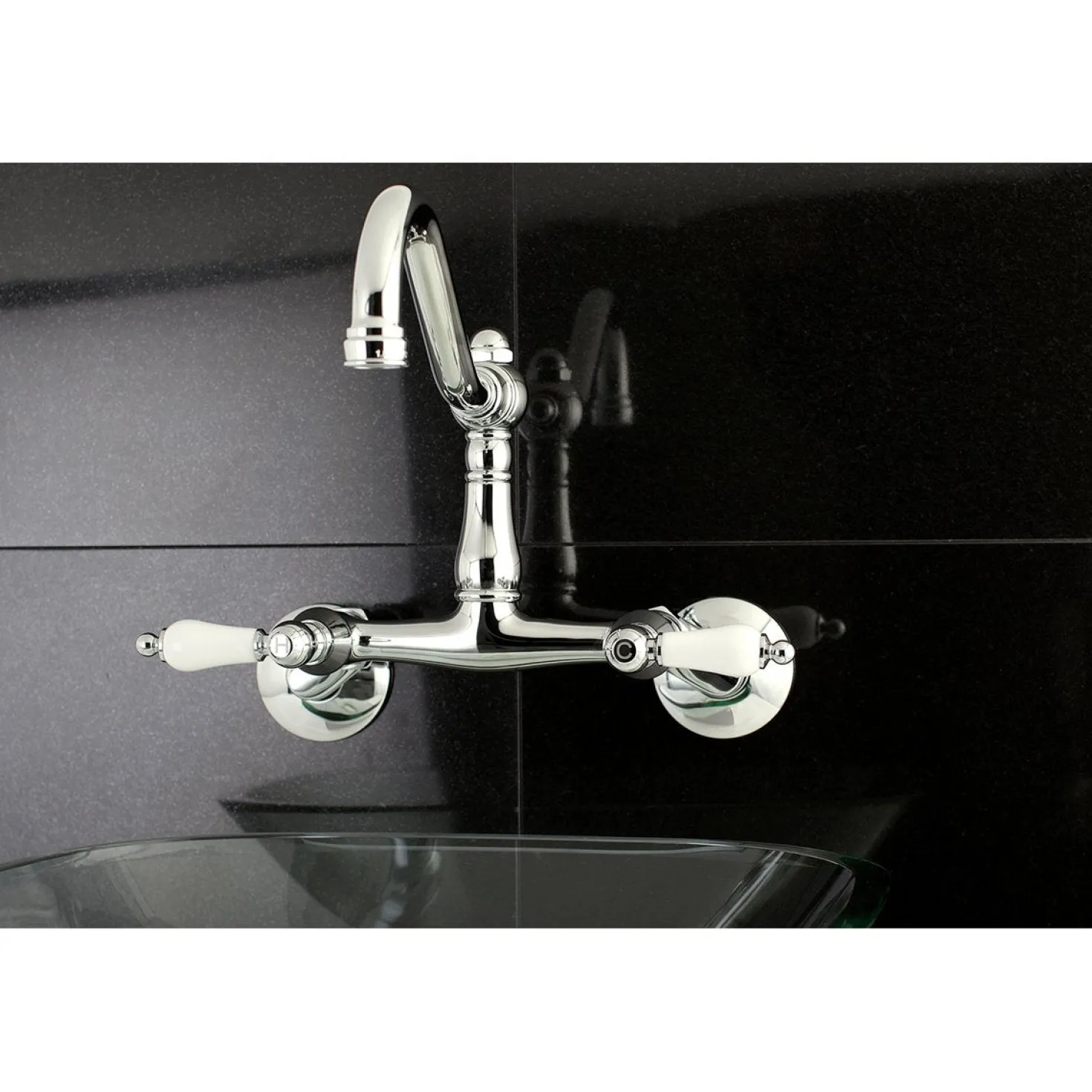 Kingston Brass Vintage Wall Mount 6" Adjustable Center Kitchen Faucet