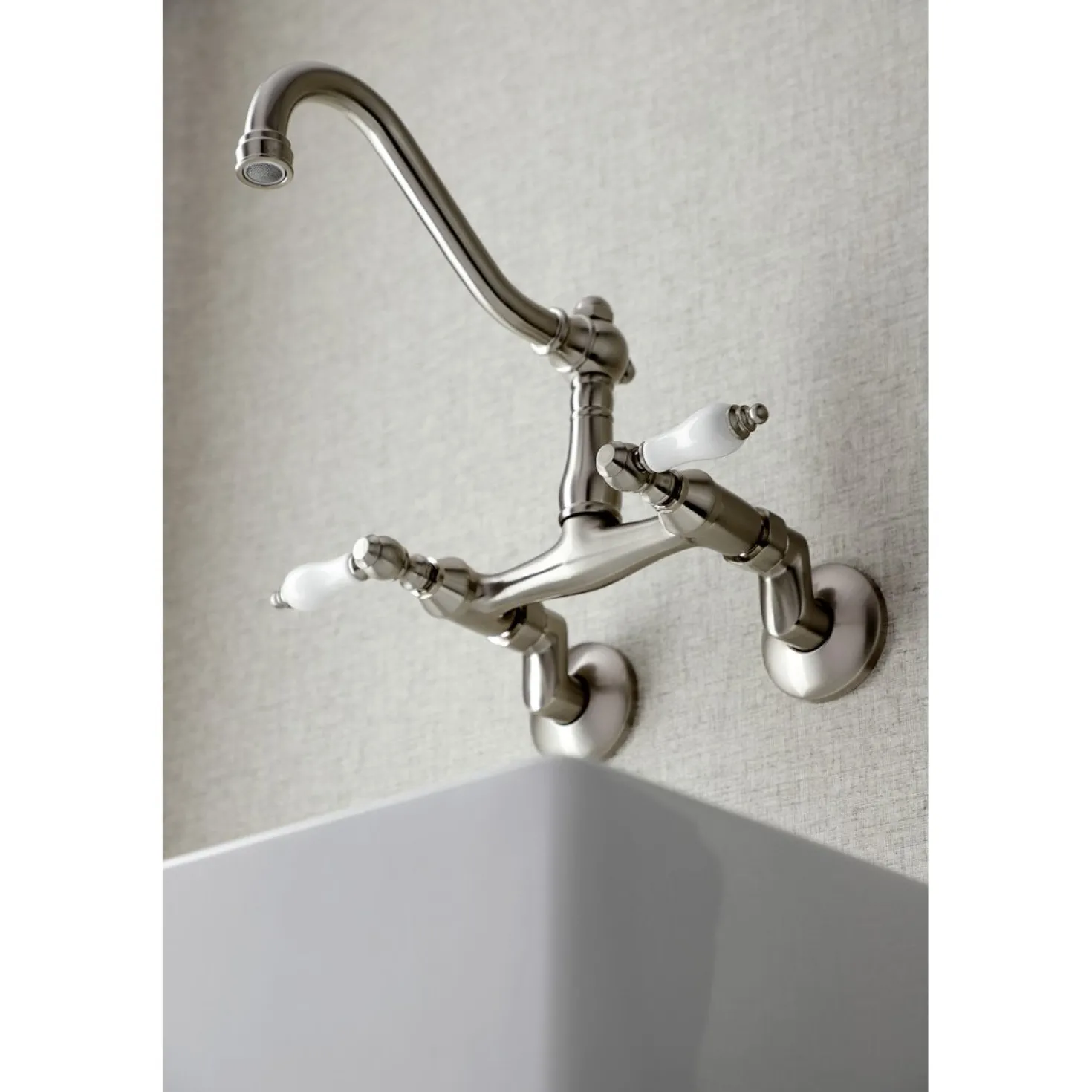 Kingston Brass Vintage Wall Mount 6" Adjustable Center Kitchen Faucet