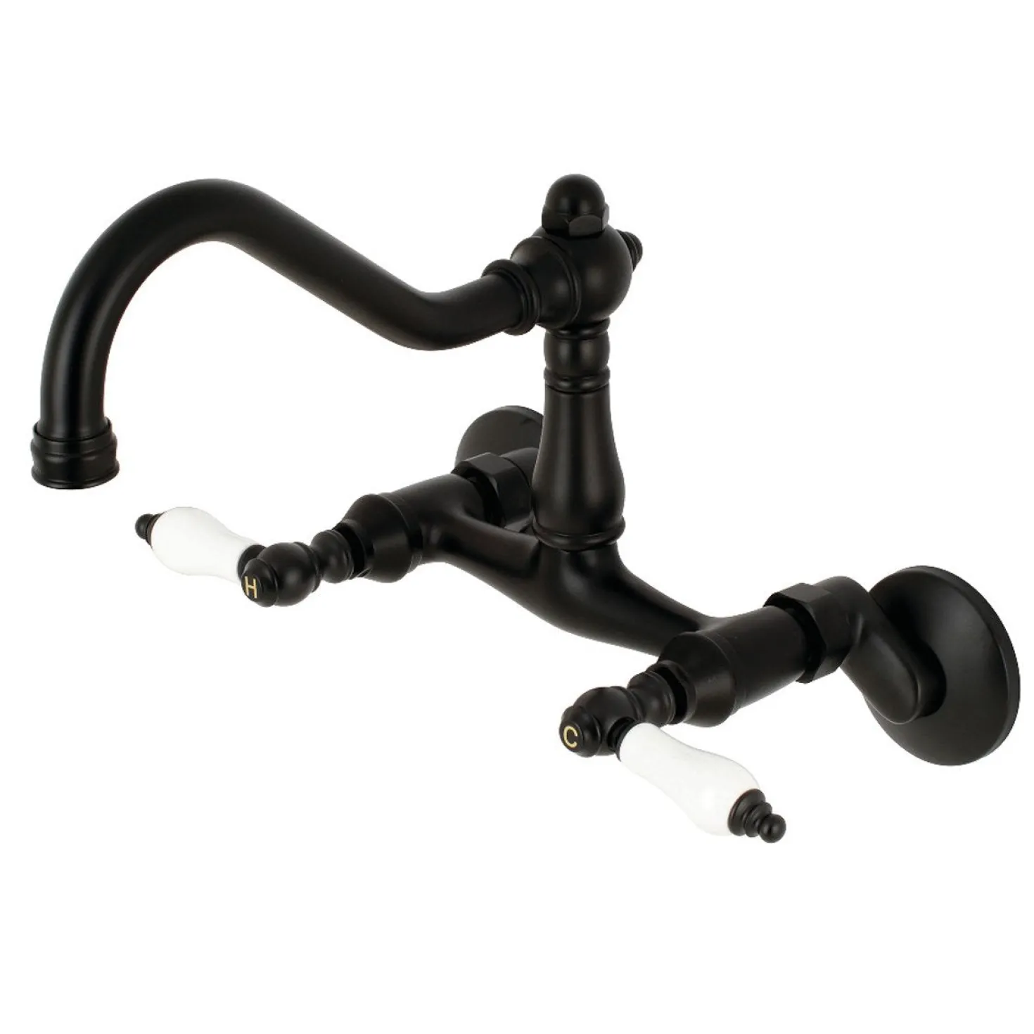 Kingston Brass Vintage Wall Mount 6" Adjustable Center Kitchen Faucet