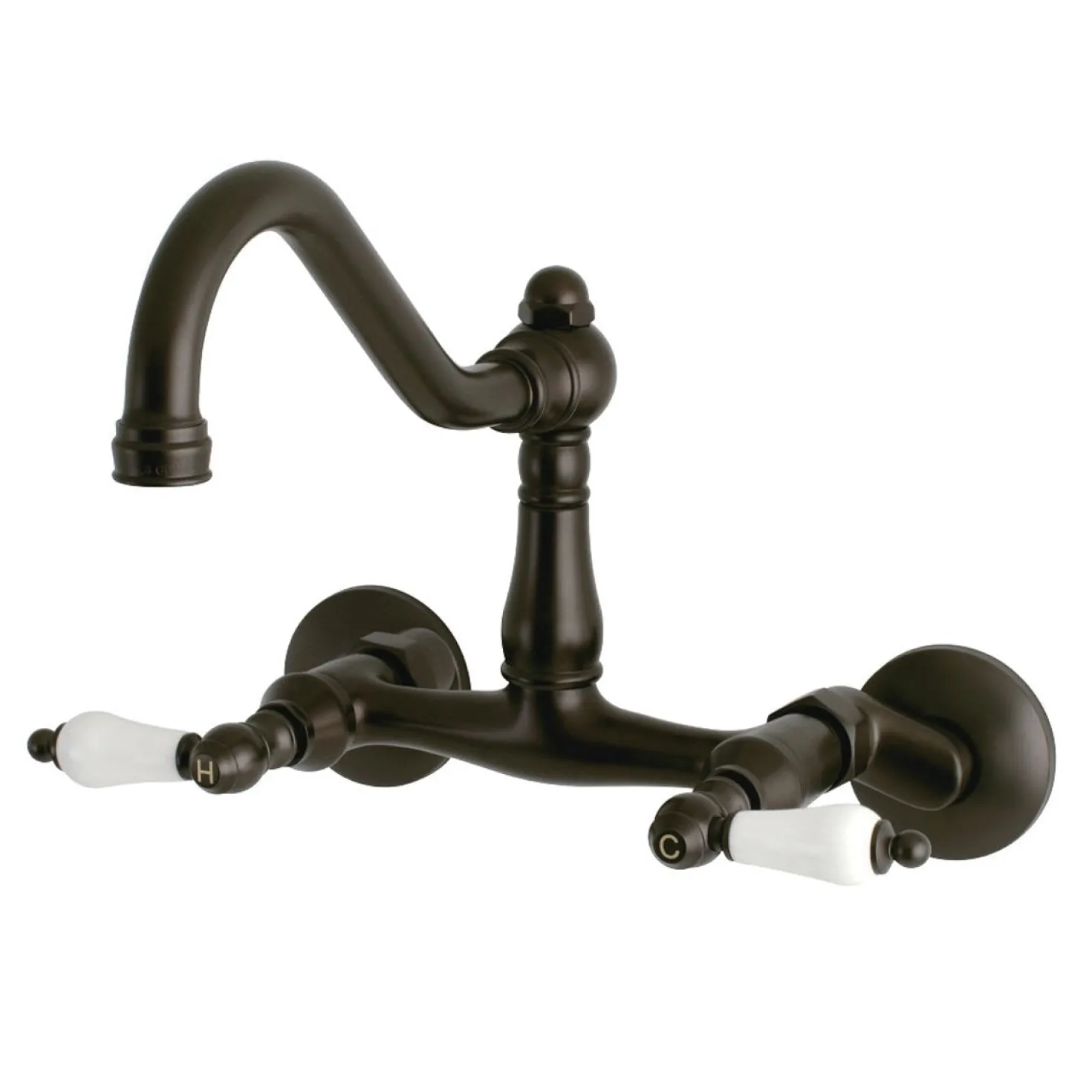 Kingston Brass Vintage Wall Mount 6" Adjustable Center Kitchen Faucet