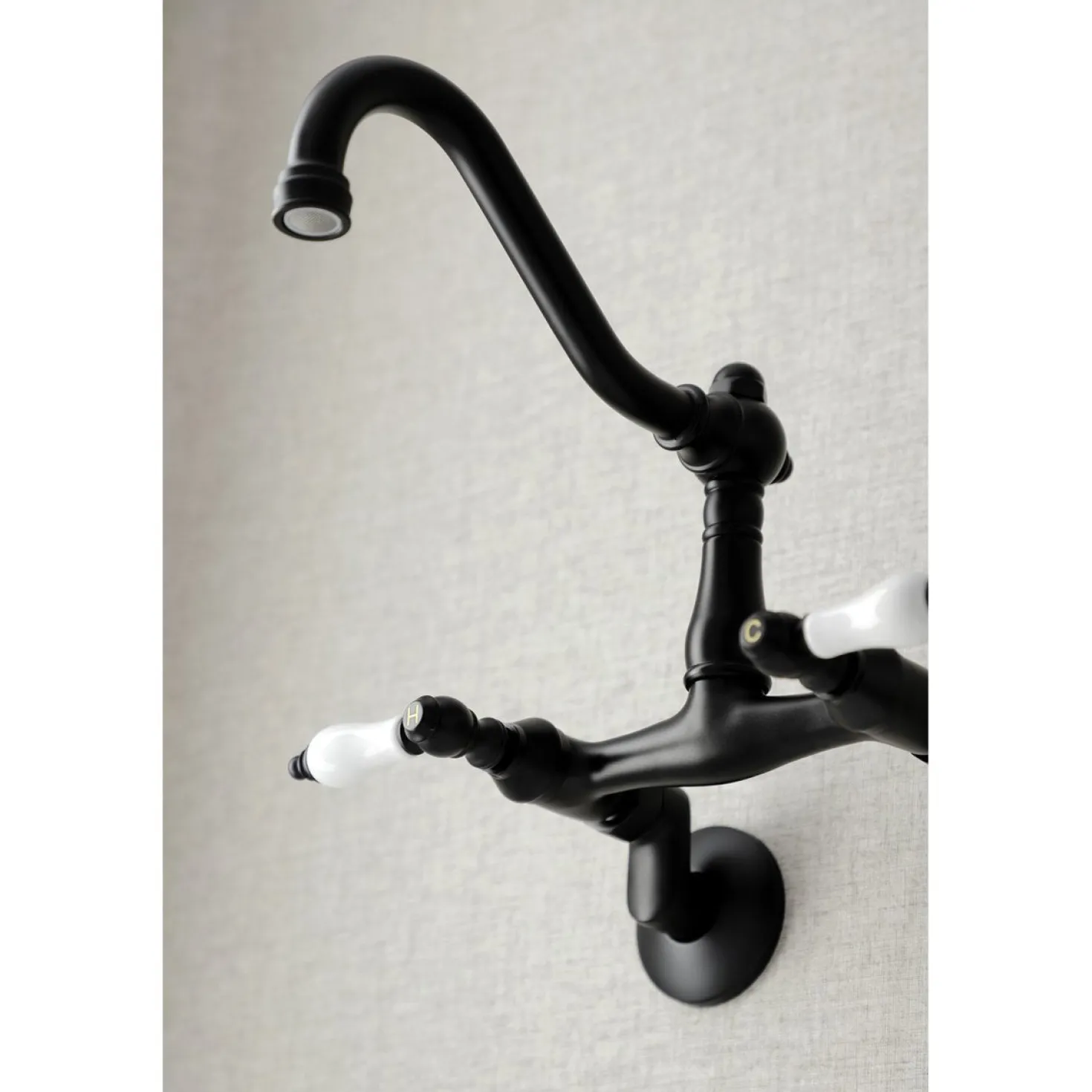 Kingston Brass Vintage Wall Mount 6" Adjustable Center Kitchen Faucet