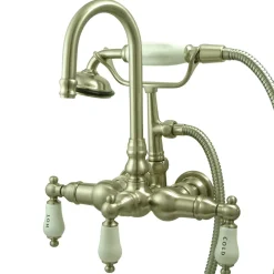 Kingston Brass Vintage Wall Mount Clawfoot Brass Tub Filler with Hand Shower