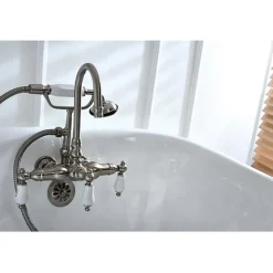 Kingston Brass Vintage Wall Mount Clawfoot Brass Tub Filler with Hand Shower