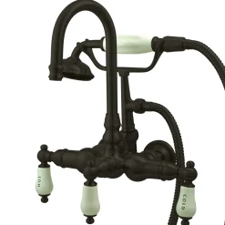Kingston Brass Vintage Wall Mount Clawfoot Brass Tub Filler with Hand Shower