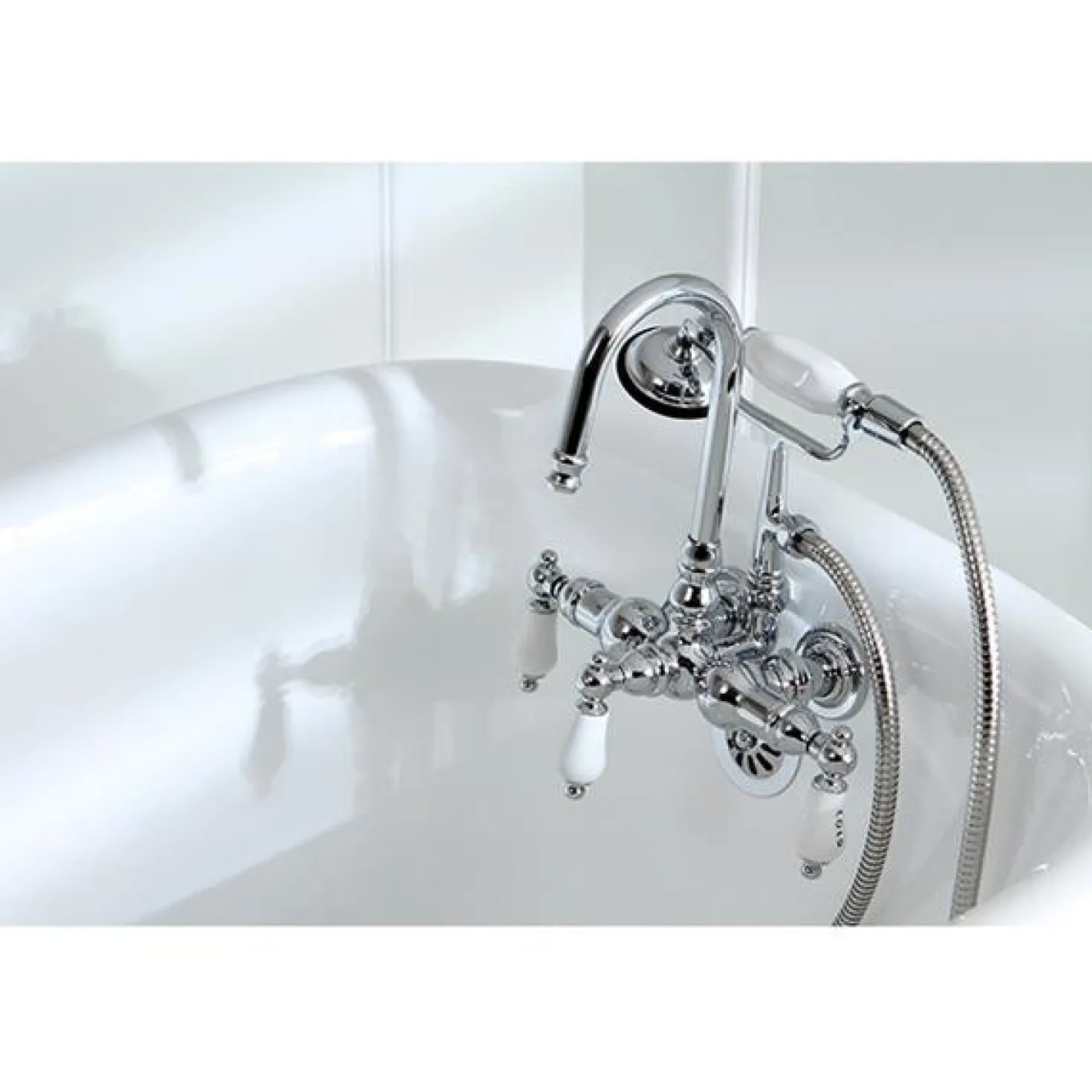 Kingston Brass Vintage Wall Mount Clawfoot Brass Tub Filler with Hand Shower