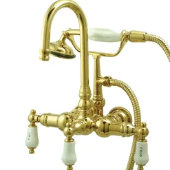 Kingston Brass Vintage Wall Mount Clawfoot Brass Tub Filler with Hand Shower