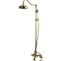 Kingston Brass Vintage Wall Mount Clawfoot Tub and Shower Package in Polished Brass