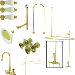 Kingston Brass Vintage Wall Mount Gooseneck Clawfoot Tub Faucet Package