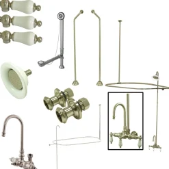 Kingston Brass Vintage Wall Mount Gooseneck Clawfoot Tub Faucet Package