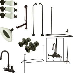 Kingston Brass Vintage Wall Mount Gooseneck Clawfoot Tub Faucet Package