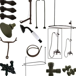 Kingston Brass Vintage Wall Mount Down Spout Clawfoot Tub and Shower Package with Metal Lever Handles