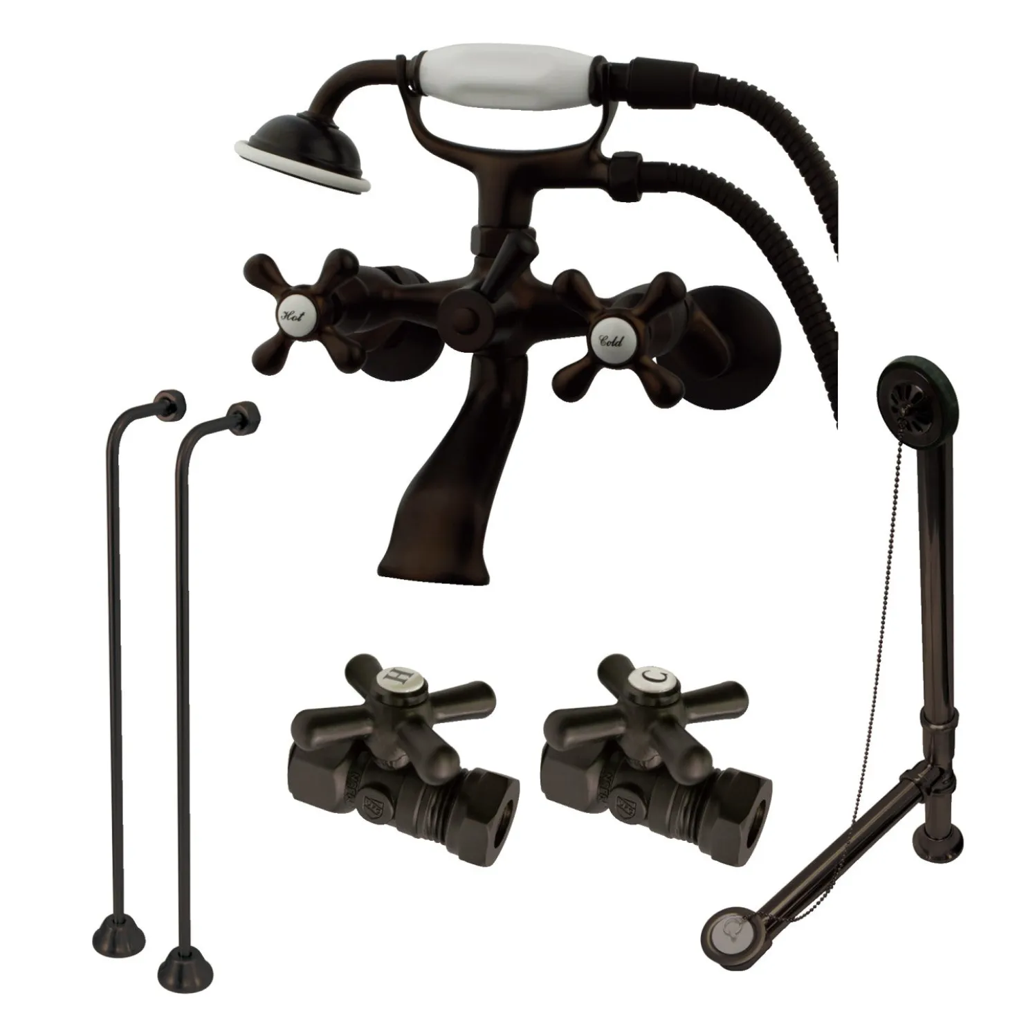 Kingston Brass Vintage Wall Mount Clawfoot Tub Faucet Package
