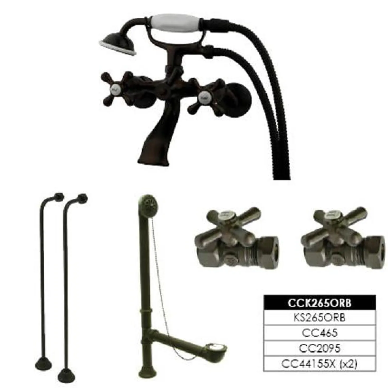 Kingston Brass Vintage Wall Mount Clawfoot Tub Faucet Package