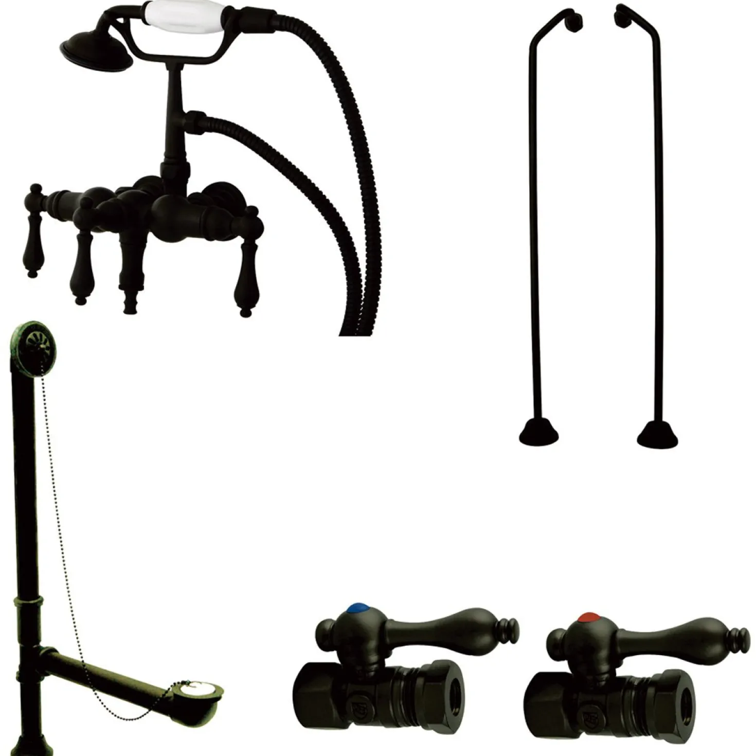 Kingston Brass Vintage Wall Mount Down Spout Clawfoot Tub Faucet Package