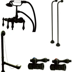 Kingston Brass Vintage Wall Mount Down Spout Clawfoot Tub Faucet Package in Oil Rubbed Bronze