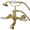 Kingston Brass Vintage Wall Mount Clawfoot Brass Tub Filler Faucet with Hand Shower