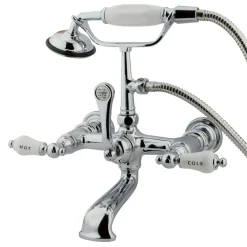 Kingston Brass Vintage Wall Mount Clawfoot Brass Tub Filler Faucet with Hand Shower