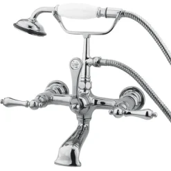 Kingston Brass Vintage 7" Wall Mount Clawfoot Tub Filler with Hand Shower