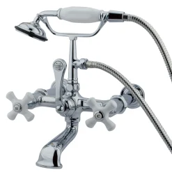 Kingston Brass Vintage Wall Mount 7" Spread Classic Clawfoot Tub Filler Faucet with Hand Shower