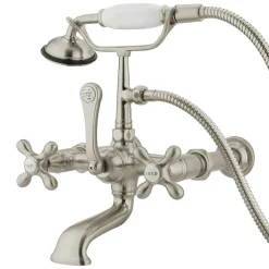 Kingston Brass Vintage Wall Mount 7" Spread Clawfoot Tub Filler Faucet with Hand Shower