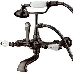 Kingston Brass Vintage Wall Mount Clawfoot Tub Filler Faucet with 7" Spread and Hand Shower
