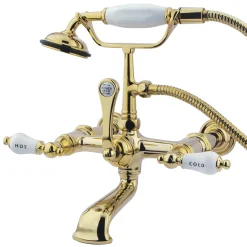 Kingston Brass Vintage Wall Mount Clawfoot Tub Filler Faucet with 7" Spread and Hand Shower