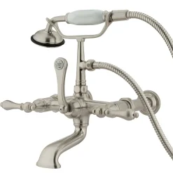 Kingston Brass Vintage Wall Mount Clawfoot Tub Filler Faucet with Hand Shower and with 7" Spread