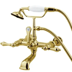 Kingston Brass Vintage Wall Mount Clawfoot Tub Filler Faucet with Hand Shower and with 7" Spread