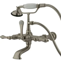 Kingston Brass Vintage Wall Mount Clawfoot Tub Filler Faucet with Hand Shower and with 7