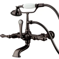 Kingston Brass Vintage Wall Mount Clawfoot Tub Filler Faucet with Hand Shower and with 7